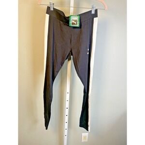 NEW Puma Cotton Leggings Women's Large Black White Logo Athleticwear Gym Pants
